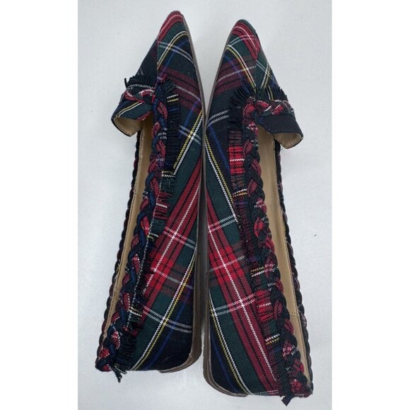 Talbots Women's Plaid Braid Fringe Pointed Toe Loafers Size 9 - Picture 6 of 12